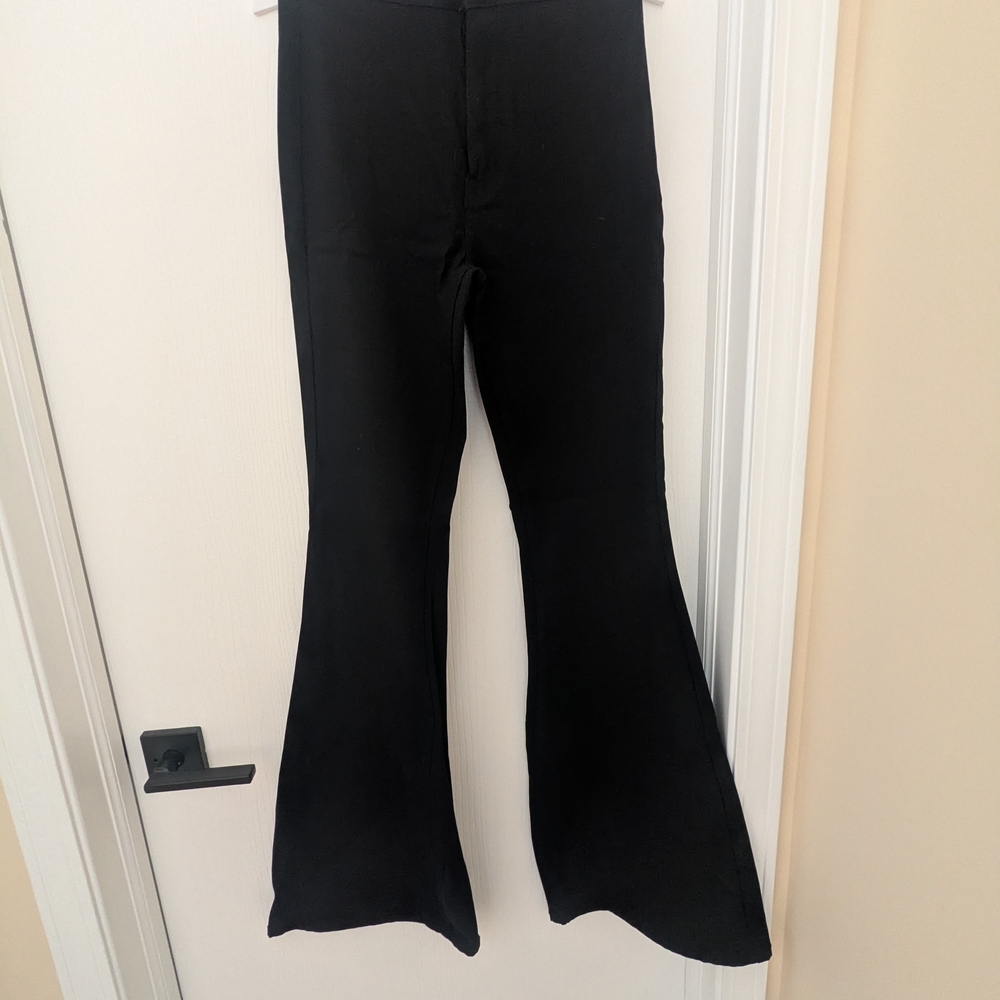 Stretch Black Flared Pants, Medium